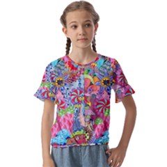 Kids  Cuff Sleeve Scrunch Bottom T-Shirt 