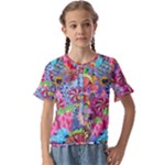 Cabbage Flower Abstract Kids  Cuff Sleeve Scrunch Bottom T-Shirt