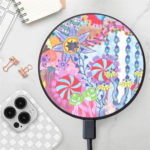 Cabbage Flower Abstract Wireless Fast Charger(Black) from ArtsNow.com