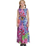 Cabbage Flower Abstract Kids  Satin Sleeveless Maxi Dress