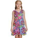 Cabbage Flower Abstract Kids  Sleeveless Tiered Mini Dress