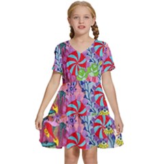 Kids  Short Sleeve Tiered Mini Dress 