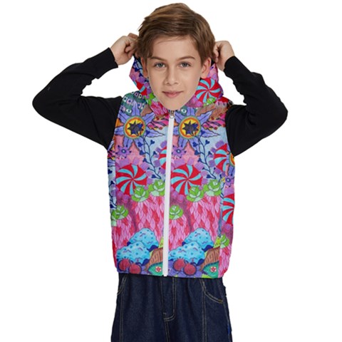 Cabbage Flower Abstract Kids  Stylish Hooded Puffer Vest from ArtsNow.com