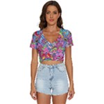 Cabbage Flower Abstract V-Neck Crop Top