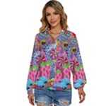 Cabbage Flower Abstract Women s Long Sleeve Button Up Shirt