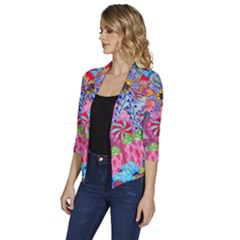 Women s Draped Front 3/4 Sleeve Shawl Collar Jacket 