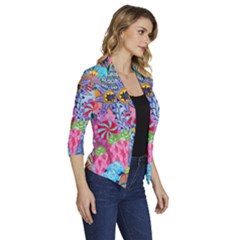 Women s Draped Front 3/4 Sleeve Shawl Collar Jacket 