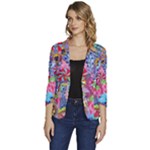 Cabbage Flower Abstract Women s One-Button 3/4 Sleeve Short Jacket