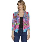 Cabbage Flower Abstract Women s Casual 3/4 Sleeve Spring Jacket