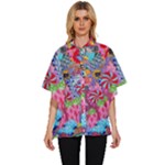 Cabbage Flower Abstract Women s Batwing Button Up Shirt