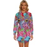 Cabbage Flower Abstract Womens Long Sleeve Shirt Dress