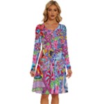 Cabbage Flower Abstract Long Sleeve Dress With Pocket