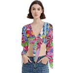 Cabbage Flower Abstract Trumpet Sleeve Cropped Top