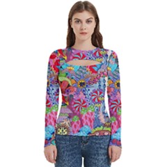 Cabbage Flower Abstract Women s Cut Out Long Sleeve T