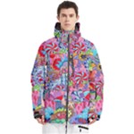 Cabbage Flower Abstract Men s Multi Pockets Zip Ski and Snowboard Waterproof Breathable Jacket