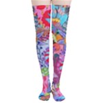 Cabbage Flower Abstract Thigh High Stockings