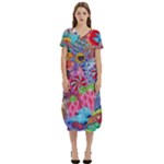 Cabbage Flower Abstract (1) (custom) T-Shirt Midi Dress With Pockets