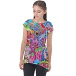 Cabbage Flower Abstract (1) (custom) Cap Sleeve High Low Top