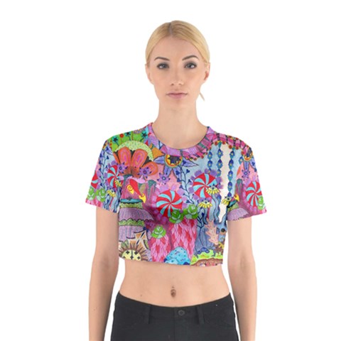 Cabbage Flower Abstract (1) (custom) Cotton Crop Top from ArtsNow.com