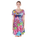 Cabbage Flower Abstract (1) (custom) Short Sleeve V-neck Flare Dress