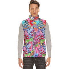 Cabbage Flower Abstract (1) (custom) Men s High Neck Button Up Puffer Vest from ArtsNow.com