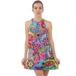 Cabbage Flower Abstract (1) (custom) Halter Tie Back Chiffon Dress