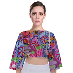 Tie Back Butterfly Sleeve Chiffon Top 