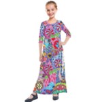 Cabbage Flower Abstract (1) (custom) Kids  Quarter Sleeve Maxi Dress