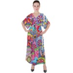 Cabbage Flower Abstract (1) (custom) V-Neck Boho Style Maxi Dress