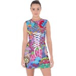 Cabbage Flower Abstract (1) (custom) Lace Up Front Bodycon Dress