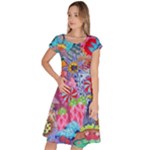 Cabbage Flower Abstract (1) (custom) Classic Short Sleeve Dress