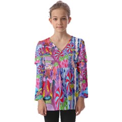 Kids  V Neck Casual Top 