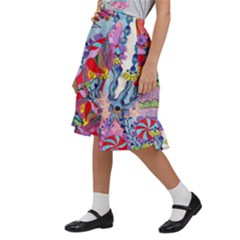 Kids  Ruffle Flared Wrap Midi Skirt 