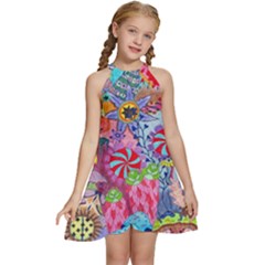 Kids  Halter Collar Waist Tie Chiffon Dress 