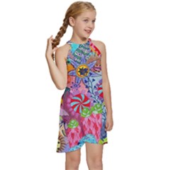 Kids  Halter Collar Waist Tie Chiffon Dress 