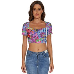 Short Sleeve Square Neckline Crop Top  