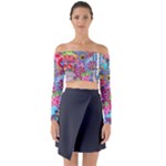 Cabbage Flower Abstract (1) (custom) Long Sleeve Off Shoulder Crop Top