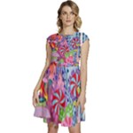 Cabbage Flower Abstract (1) (custom) Cap Sleeve High Waist Dress