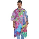 Cabbage Flower Abstract (1) (custom) Men s Hooded Rain Ponchos