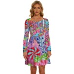 Cabbage Flower Abstract (1) (custom) Long Sleeve Wide Neck Velvet Dress