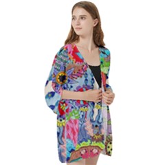 Open Front 3/4 Sleeve Batwing Chiffon Cardigan Kimono 