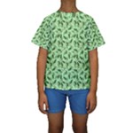 Leaves Pattern Texture Seamless Kids  Short Sleeve Swimwear