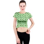 Leaves Pattern Texture Seamless Crew Neck Crop Top