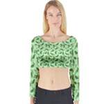 Leaves Pattern Texture Seamless Long Sleeve Crop Top