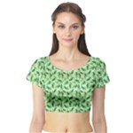 Leaves Pattern Texture Seamless Short Sleeve Crop Top