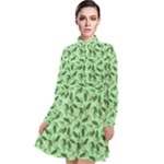 Leaves Pattern Texture Seamless Long Sleeve Chiffon Shirt Dress