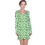 Leaves Pattern Texture Seamless Long Sleeve Nightdress