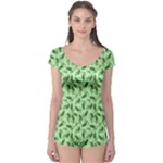 Leaves Pattern Texture Seamless Boyleg Leotard 