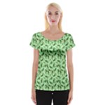 Leaves Pattern Texture Seamless Cap Sleeve Top