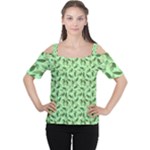 Leaves Pattern Texture Seamless Cutout Shoulder T-Shirt